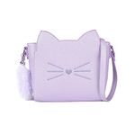 Small Crossbody Purses for Teen Girls,Cute Cat Girl Purse with Pendant PU Leather Shoulder Bags and Cross Body Handbags, Purple