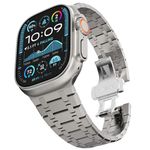 CHANCHY Stainless Steel Strap Compatible with Apple Watch Strap Ultra 2/Ultra 49mm 45mm 44mm 42mm, Metal Strap for iWatch Series 9/8/7/6/5/4/3/2/1/SE/SE2/Ultra/Ultra 2 for Men Women, Titanium