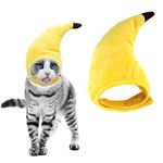 Vehomy Pet Halloween Banana Hat - Soft, Lightweight Plush Material, Adjustable Size for Cats & Small Dogs, Yellow