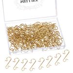 MELLIEX 120pcs Christmas Bauble Ornament Hooks S-Shaped Metal Hanger Mini Stainless Steel Hooks for Hanging Xmas Tree Decoration, Gold