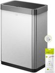 EKO Mirage X 40L Automatic Sensor Kitchen Bin, Double Recycling Bin with 2 x 20L Compartments, Soft-Close Lid and Removable Buckets, Sleek Brushed Stainless Steel