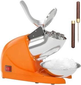 Electric Ice Crushers Machine Ice Snow Cone Maker  Professional Double Blades Stainless Steel Ice Shaver Machine for Home Commercial Use (Orange)