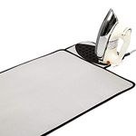 Encasa Homes Ironing Mat/Pad - Metallic Silver (70x50 cm) with 5mm Foam Padding & Silicone Iron Rest for Steam Pressing on Tabletop or Bed - Heat Reflective, Portable, Quilting