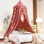 Kertnic Decor Canopy for Kids Bed, Soft Cotton Playing Tent Canopy Girls Room Decoration Princess Castle, Dreamy Mosquito Net Bedding, Children Reading Nook Canopies in Home (Red)