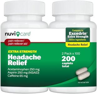 NUVICARE Headache Relief with Acetaminophen 250 mg, Aspirin (NSAID) 250 mg, Caffeine 65 mg - Temporary Relief of Minor Aches & Pains - Compare to Extra Strength Pain Reliever (2 Pack)