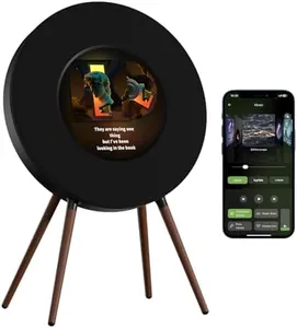 MorningBlues Record R1 Vinyl-Style Bluetooth Speaker, 2.1 Stereo Hi-Fi, Album Art Animation with Dynamic Mood Lyrics, Wi-Fi & Bluetooth, Home Audio & Décor