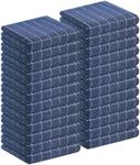 Homaxy 100% Cotton Terry Kitchen Towels(Navy Blue, 13 x 28 inches), Checkered Designed, Soft and Super Absorbent Dish Towels, 24 Pack