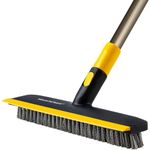 MinuteToCleanIt Floor Scrub Brush with Squeegee, 45.3-55.9" Extendable Handle, 11.8" Wide Head, for Tiles, Hardwood, Patio, Yellow (2 in 1 Brush)