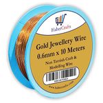 0.6mm Gold Jewellery Wire Tarnish Proof Brass Bendable Metal Wire for Jewellery Making Sculpting Modelling Crafts Wire Weaving & Wrapping (0.6mm - Gold - 22 Gauge - 1 Spool - 10 Meters)