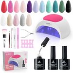 SUNUV Gel Nail Polish Kit with UV Light for Nails SUN2C 48W, 16 Colors Gel Polish Nail Set, Base and Glossy Top Coat with 8 PCS Manicure Tools Set