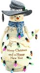 Pavilion Gift Merry Christmas and A Happy New Year - 6 Inch Collectible BirchHearts Snowman Figurine, Tan