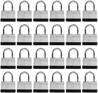 SafiSwords 24-Pack Keyed Alike Laminated Steel Padlocks Keys, 1-3/4" Wide, Heavy Duty Pad Lock Set with Same Keys