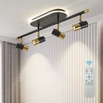 EIDISUNY LED Dimmable ceiling lights with remote control, Modern Black Gold Ceiling lights Bright Elegant Rotatable 4 Spotlight Ceiling Light LED for Living Room Kitchen Bedroom Office Track Light 30W