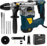 Enventor Hammer Drill, 1500W Heavy Duty Electric Rotary Hammer Drill, 360° Auxiliary Handle, SDS-Plus, for Concrete, Masonry, Brick, Steel, Wood, Blue