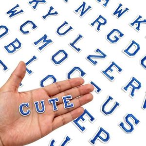 TXSN 130PCS Iron on Letters Patches, 1inch Small Embroidered Letters Patches 5 Sets from A to Z for Clothing, Hat, Backpack - 1in Blue