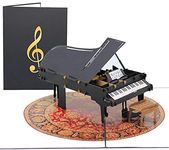 PopLife Grand Piano Pop Up Card for All Occasions - Happy Birthday, Graduation, Congratulations, Retirement, Fathers Day - Musicians, Teacher & Student, Music Lovers - Folds Flat for Mailing