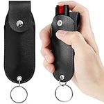 Pepper Spray Pouch, PU Leather Pepper Spray Holster, Mini Portable Top Flap Pepper Spray Holder, Self Defense Spray Leather Case Keychain (Pepper Spray Not Included)