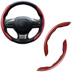 Amiss Carbon Fiber Anti-Skid Steering Wheel Protector, Segmented Butterfly Universal Wheel Cover, Car Interior Accessories (Red)