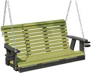 Poly Lumber Wood 5FT Cupholders Porch Swing Amish Craftsmandship Made in USA HDPE with No wood fibers 1000 lbs Limit. Stainless Steel hardware.Signature Rollback for Patio Outdoor Backyard Garden Park