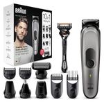 Braun 10-in-1 All-in-One Trimmer Series 7, Male Grooming Kit with Beard Trimmer, Hair Clippers, Nose Trimmer, Gillette Razor, Foil Shaver & Body Groomer, Gifts for Men, UK 2 Pin Plug, MGK7221