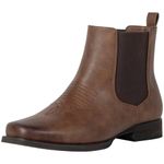 J's.o.l.e Cowboy Boots For Men Square Toe Embroidered Western Fashion Ankle Chelsea boots Brown US 13