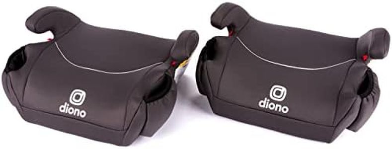 Diono Solana, No Latch, Pack of 2 Backless Booster Car Seats, Lightweight, Machine Washable Covers, Cup Holders, Black