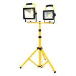 Powerpak DL-2S 5.1ft Dual Flood Light Stand | Adjustable and Foldable Tripod Stand, Telescoping Steel Stand Heavy Duty Construction Tripod Stand for Home and Job Site Lighting | Yellow