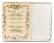 Wedding Handkerchief Poetry Hankie (Grandma to Bride) White, Lace Embroidered Bridal Keepsake, Beautiful Poem | Long-Lasting Memento for the Bride | Includes Gift Storage Box