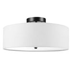 Globe Electric 60315 2-Light Flush Mount Ceiling Light, Dark Bronze, White Linen Shade, Kitchen, Lights, Bathroom, Home Essentials, Bedroom, Closet Light, Lighting Fixtures