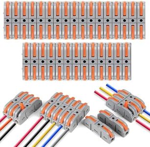 ZIVIK Push Wire Connector, 10Pcs 1 in 1 out Universal Connection Terminals, Circuit Inline Splices Electric Cable Connectors, Clamp with Actuation Lever, 4 mm² Conductor Clamp (10, 1 In 1 Out)