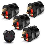 4 Pack European to UK Plug Adapter, Eu to UK Travel Plug Adaptor, 2 Pin to 3 Pin UK Travel Adaptor, Type C/E/F Europe German France Spanish Polish Turkish to British Adapter Type G