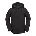 Volcom Men's Field Insulated Flannel Hooded Snowboard Shirt Jacket, Black S4, Large