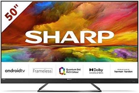 Sharp Quantum Dot 50EQ3EA - 50" TV Android 4k Ultra HD (4X HDMI 2.1, 2X USB, Bluetooth), Dolby Vision, Dolby Atmos, Assistente Google, Chromecast, Altoparlanti Premium Harman/Kardon 2x15W, nero