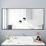 DANSKLUX 30x48 Inch Rectangular Wall Mounted Mirror, Hanging Horizontal or Vertical with Aluminum Frame for Bathroom, Bedroom, Vanity, Living Room, Black