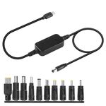 CERRXIAN 1.6FT USB C to DC PD Adapter Cable with 10 Connecor Tips,Type-C to DC Power Cable Output Adjustable Voltage 5V-9V-12V-15V-20V PD Fast Charging Cable
