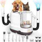 Dog Grooming Kit & Vacuum Suction, FEELNEEDY Pet Dryer 10 in 1 machine, dog clippers grooming professional with 10 Proven Grooming Tools, Include Grooming, Deshedding, Cleaning Brush, Nozzle, Clipper for Dog Cat Pet, 3.1L