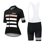 MOXILYN Women Cycling Jersey Set Short Sleeve and Bike Short Bib with 20D Padded Quick Dry Breathable XS-3XL, 06, Small