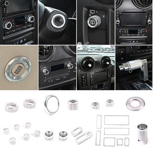 Button Knob Cover Trim Set for Hummer H2 2003-2007, AC Air Conditioner Volume Tune Knob Button Cover, Air Vent Lever Cover Wind Outlet Knob Gear Shift Cover, Aluminum Alloy (25PCS Set_Silver)