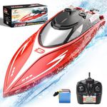 DEERC H120 RC Boat for Kids & Adults, 20+MPH Fast Remote Control Boat for Pool & Lake, 2.4GHz Racing Boat W/Rechargeable Battery, Low-Battery Alarm, Capsize Recovery, Great Gift for Boys Girls