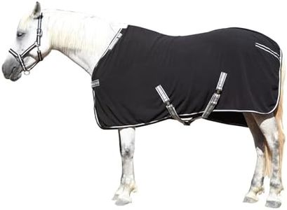 LEAFOREST Horse Fleece Blanket Polar Fleece Cooler Liner Soft Exercise Blankets for Horses Moisture Wicking Sheet in The Barn, Stable, Stall, Pasture, Paddock Black 84 inches