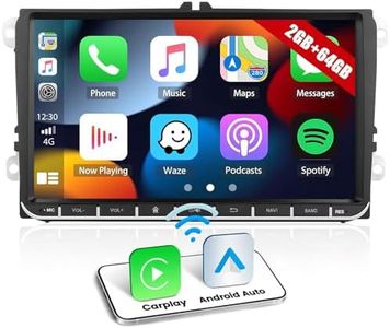 CAMECHO 2+64G Android 13 pour VW Golf 5 Polo Skoda Caddy Autoradio,avec Carplay Android Auto,écran 9 Pouces 2DIN écran avec Bluetooth Mirror Link FM/RDS WiFi SWC et USB