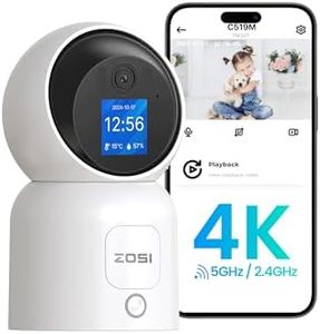 ZOSI 4K Telecamera WiFi Interna, 8MP Videocamera a 2,4/5GHz con 1,44" Monitor, Videochiamata con Tacco o Gesto OK, Pan 360°/Tilt 90°, Rilevamento di Persone con Auto-Tracking, C519