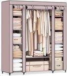 SONGMICS Closet Wardrobe, Portable Closet for Bedroom, Clothes Rail with Non-Woven Fabric Cover, Clothes Storage Organizer, 59 x 17.7 x 69 Inches, 12 Compartments, Dusty Pink ULSF003P02