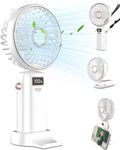 Handheld Fan Folding Fan,Portable Fan for Travel 4500mAh Rechargeable Fan,5 Speeds Cute Handheld Mini Fan with Base,Cordless Personal Fan Battery Operated Fan for Women Girls Eyelash Makeup White