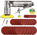 Mini Air Sander, SPTA 25mm/50mm/80mm Mini air Grinder Sets, Random Air Orbital Sander Car Polisher Sets, with 36 Mixed Grit Sanding Disc Pads 3 Backing Plate for Sanding and Polishing-ASOSS3SET