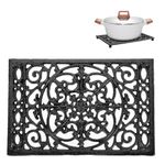 Sumnacon 1Pcs Rectangle Cast Iron Trivet - Heat Resistant Iron Trivet for Hot Dish Pot Pan Plate Teapot, Rustic Cast Iron Hot Dish Plate Holder for Kitchen Dining Table Countertop Cooktop