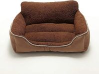 SITSNOOZE Bolster pet Dog Bed - Soft Plush Orthopedic Washable Dog Sofa with Waterproof Bottom for All Breeds Large Dogs & Cat Brown Small