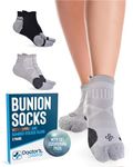 Doctor's Select 2 Pairs Bunion Socks for Women and Men - Copper & Bamboo Viscose infused Bunion Relief Socks | Toe Separator, Black Grey, Large