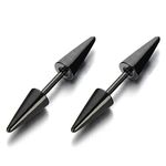 Pair Black Double Spike Stud Earrings in Stainless Steel for Men and Women(CA)