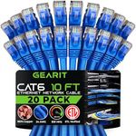 GearIT Cat 6 Ethernet Cable 10 ft (20-Pack) - Cat6 Patch Cable, Cat 6 Patch Cable, Cat6 Cable, Cat 6 Cable, Cat6 Ethernet Cable, Network Cable, Internet Cable - Blue 10 Feet